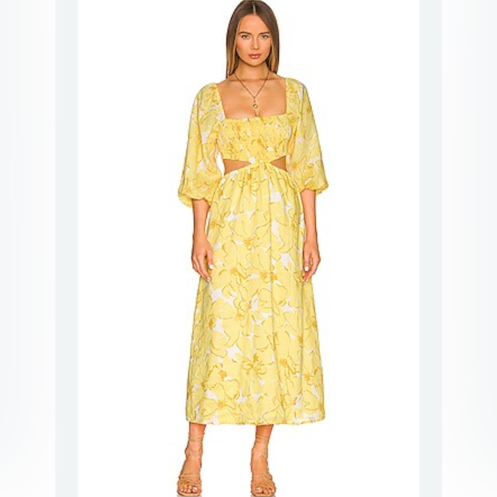 Elegant Yellow Floral Women's Dress